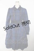 Sheglit / "Brigitta"チェックワンピース M ブルー Y-25-11-06-119-EL-OP-SZ-ZY