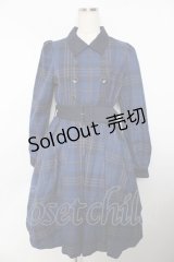 Sheglit / "Brigitta"チェックワンピース M ブルー Y-25-11-06-119-EL-OP-SZ-ZY