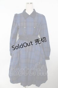 Sheglit / "Brigitta"チェックワンピース M ブルー Y-25-11-06-119-EL-OP-SZ-ZY