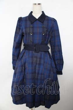 画像1: Sheglit / "Brigitta"チェックワンピース M ブルー Y-25-11-06-119-EL-OP-SZ-ZY