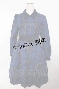 画像1: Sheglit / "Brigitta"チェックワンピース M ブルー Y-25-11-06-119-EL-OP-SZ-ZY