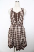 axes femme / チェック柄ベスト風ワンピース M 茶 Y-25-11-06-121-AX-OP-SZ-ZY