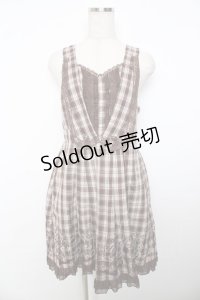 axes femme / チェック柄ベスト風ワンピース M 茶 Y-25-11-06-121-AX-OP-SZ-ZY