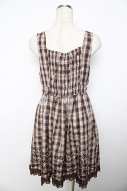 画像2: axes femme / チェック柄ベスト風ワンピース M 茶 Y-25-11-06-121-AX-OP-SZ-ZY