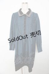 axes femme / ベロア調バイカラーワンピ M 紺 Y-25-11-06-124-AX-OP-SZ-ZY