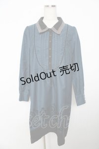 axes femme / ベロア調バイカラーワンピ M 紺 Y-25-11-06-124-AX-OP-SZ-ZY