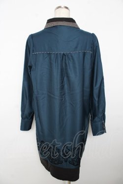 画像2: axes femme / ベロア調バイカラーワンピ M 紺 Y-25-11-06-124-AX-OP-SZ-ZY