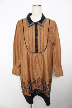 画像1: axes femme / ベロア調バイカラーワンピ M キャメル Y-25-11-06-125-AX-OP-SZ-ZY