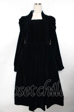 画像1: axes femme kawaii / クラシカルベロアワンピース M グリーン Y-25-11-06-130-AX-OP-SZ-ZY