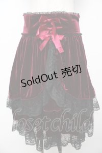 metamorphose / コルセット風ハイウエストスカート（ベロア）  ワイン Y-25-11-06-135-ME-SK-SZ-ZY