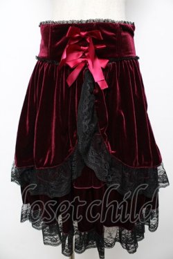 画像1: metamorphose / コルセット風ハイウエストスカート（ベロア）  ワイン Y-25-11-06-135-ME-SK-SZ-ZY