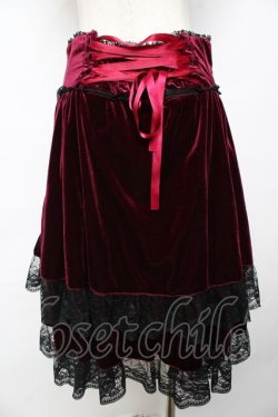 画像2: metamorphose / コルセット風ハイウエストスカート（ベロア）  ワイン Y-25-11-06-135-ME-SK-SZ-ZY