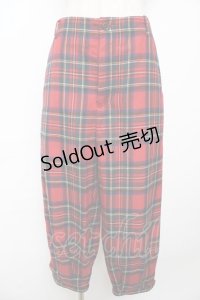 Jane Marple / ウールタータン ニッカーズパンツ M レッド Y-25-11-06-136-JM-PA-SZ-ZY