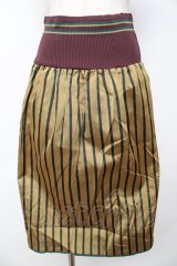 Jane Marple /レジメンハイウエストスカート  マスタードｘグリーン Y-25-11-06-139-JM-SK-SZ-ZY