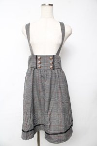 Amavel /グレンチェックサス付きスカート  グレー Y-25-11-06-140-CA-SK-AS-ZI