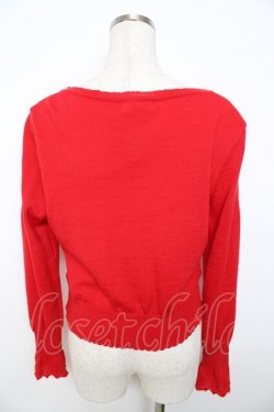 画像2: Emily Temple cute / ロゴ刺繍ニットカーディガン  赤 Y-25-11-06-024-ET-TO-SZ-ZY