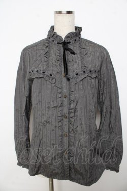 画像1: axes femme /ストライプJQブラウス L グレー Y-25-11-06-029-AX-BL-SZ-ZY