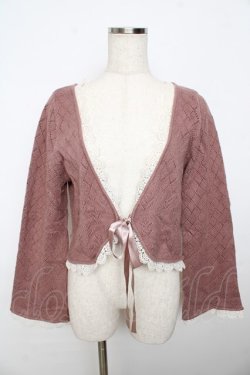 画像1: axes femme / レース使いニットボレロ M 淡ピンク Y-25-11-06-030-AX-TO-SZ-ZY