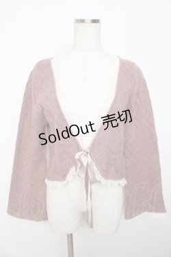 画像1: axes femme / レース使いニットボレロ M 淡ピンク Y-25-11-06-030-AX-TO-SZ-ZY