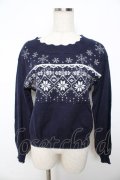 axes femme / スノー刺繍ニットプルオーバー M 紺 Y-25-11-06-032-AX-TO-SZ-ZY