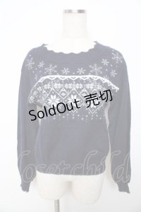 axes femme / スノー刺繍ニットプルオーバー M 紺 Y-25-11-06-032-AX-TO-SZ-ZY