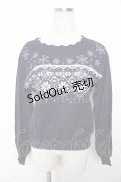 画像1: axes femme / スノー刺繍ニットプルオーバー M 紺 Y-25-11-06-032-AX-TO-SZ-ZY