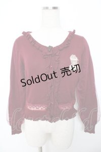 LIZ LISA / チュールレイヤード袖カーディガン  ワイン Y-25-11-06-039-LO-SK-AS-ZY