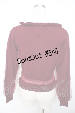 画像2: LIZ LISA / チュールレイヤード袖カーディガン  ワイン Y-25-11-06-039-LO-SK-AS-ZY