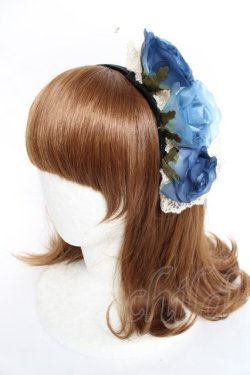 画像1: Innocent World / 3つのバラとレースのカチューシャ  ブルー Y-25-11-09-053-IW-AC-SZ-ZY
