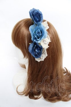 画像2: Innocent World / 3つのバラとレースのカチューシャ  ブルー Y-25-11-09-053-IW-AC-SZ-ZY