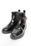 axes femme / ベルトデザインエナメルブーツ M 黒 Y-25-11-09-058-AX-SH-SZ-ZY