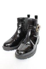 axes femme / ベルトデザインエナメルブーツ M 黒 Y-25-11-09-058-AX-SH-SZ-ZT-K001
