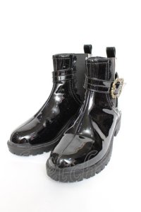 axes femme / ベルトデザインエナメルブーツ M 黒 Y-25-11-09-058-AX-SH-SZ-ZT-K001