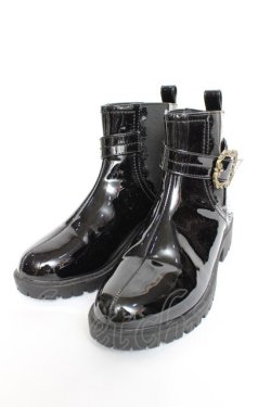 画像1: axes femme / ベルトデザインエナメルブーツ M 黒 Y-25-11-09-058-AX-SH-SZ-ZY