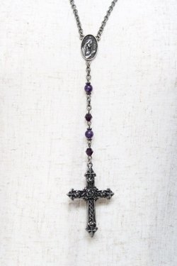画像2: Moi-meme-Moitie / ローズ十字架ロザリオネックレス  パープル Y-25-11-09-001-MO-AC-SZ-ZY