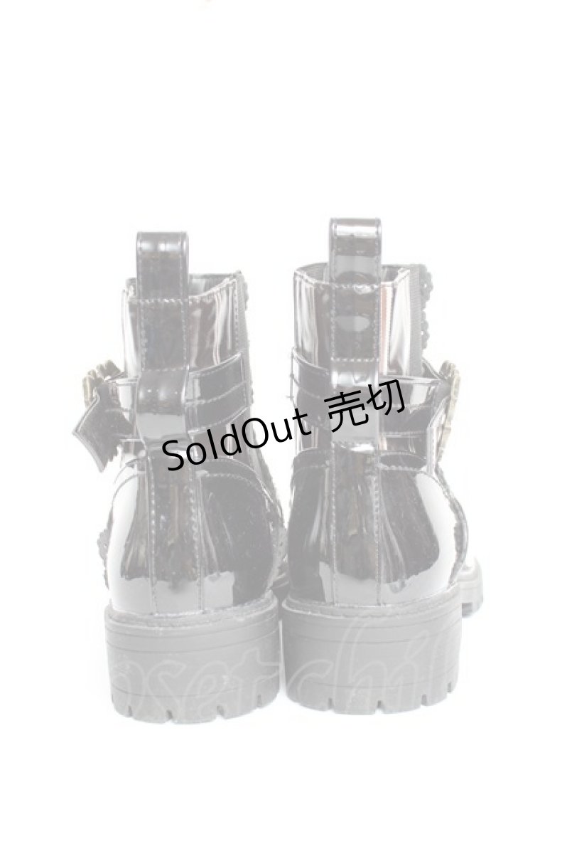 画像3: 【SALE】axes femme / ベルトデザインエナメルブーツ M 黒 Y-25-11-09-058-AX-SH-SZ-ZTK001 (3)