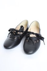 画像1: axes femme / レースアップフラットパンプス S 黒 Y-25-11-09-059-AX-SH-SZ-ZTK035 (1)