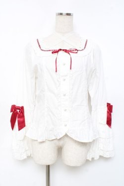 画像1: BABY,THE STARS SHINE BRIGHT / Pure Pearl bouquetスクエアネック姫袖ブラウス  赤 Y-25-11-09-062-BA-TS-SZ-ZY