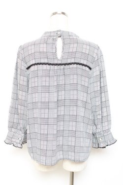 画像2: axes femme / カメオ付ラッフルフリルブラウス M グレー Y-25-11-09-065-AX-BL-SZ-ZY