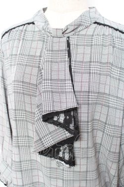 画像3: axes femme / カメオ付ラッフルフリルブラウス M グレー Y-25-11-09-065-AX-BL-SZ-ZY