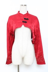 axes femme / 芍薬ジャガードチャイナボレロ  赤 Y-25-11-09-066-AX-TO-SZ-ZY