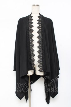 画像1: axes femme / バラ釦付UVイレヘムポンチョ  黒 Y-25-11-09-067-AX-TO-SZ-ZY