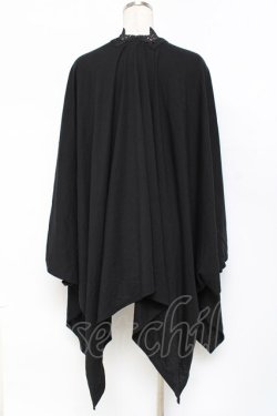 画像2: axes femme / バラ釦付UVイレヘムポンチョ  黒 Y-25-11-09-067-AX-TO-SZ-ZY