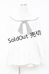 Fi.n.t / ギンガムタイ付きセーラーブラウス  白 Y-25-11-09-068-CA-BL-SZ-ZY