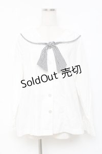 Fi.n.t / ギンガムタイ付きセーラーブラウス  白 Y-25-11-09-068-CA-BL-SZ-ZY