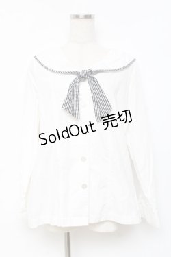 画像1: Fi.n.t / ギンガムタイ付きセーラーブラウス  白 Y-25-11-09-068-CA-BL-SZ-ZY