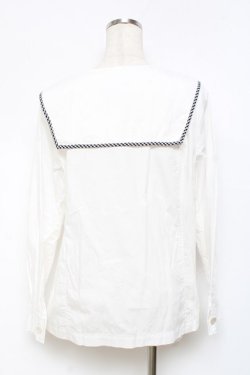 画像2: Fi.n.t / ギンガムタイ付きセーラーブラウス  白 Y-25-11-09-068-CA-BL-SZ-ZY