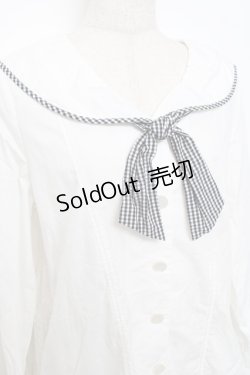 画像4: Fi.n.t / ギンガムタイ付きセーラーブラウス  白 Y-25-11-09-068-CA-BL-SZ-ZY