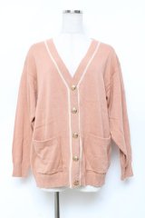 F i.n.t / ローズエンブレム釦腰丈ニットカーディガン  オレンジ Y-25-11-09-069-CA-TO-SZ-ZY