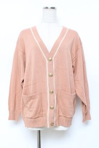 F i.n.t / ローズエンブレム釦腰丈ニットカーディガン  オレンジ Y-25-11-09-069-CA-TO-SZ-ZY